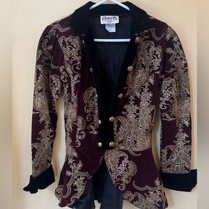 Charades Elegant Pirate Lady Costume Velvet Jacket Pants Leather Belt and Hat